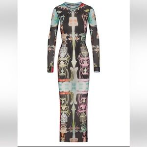 Limited Edition Skims Summer Mesh Dress orchid Cabinet  bodycon long sleeve XS